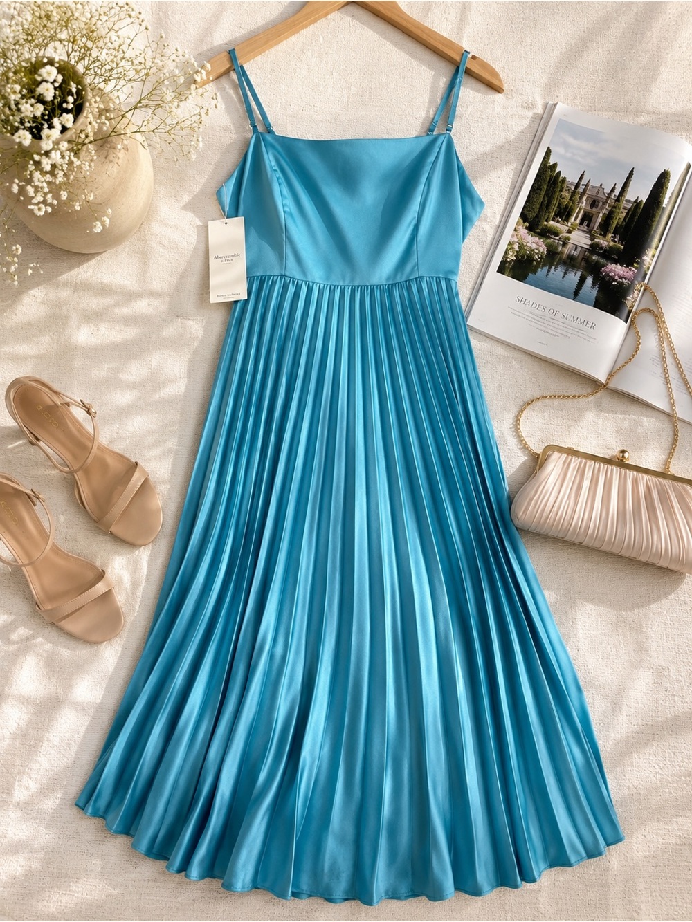 NWT Abercrombie Giselle Satin Pleated Midi Dress XLT Tall